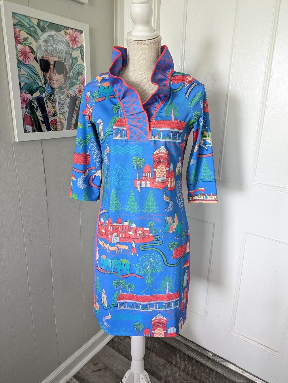 Gretchen Scott ruffle neck dress XS